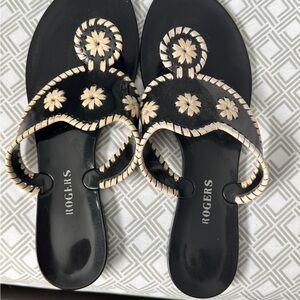 Black and Cream Women's Sandals